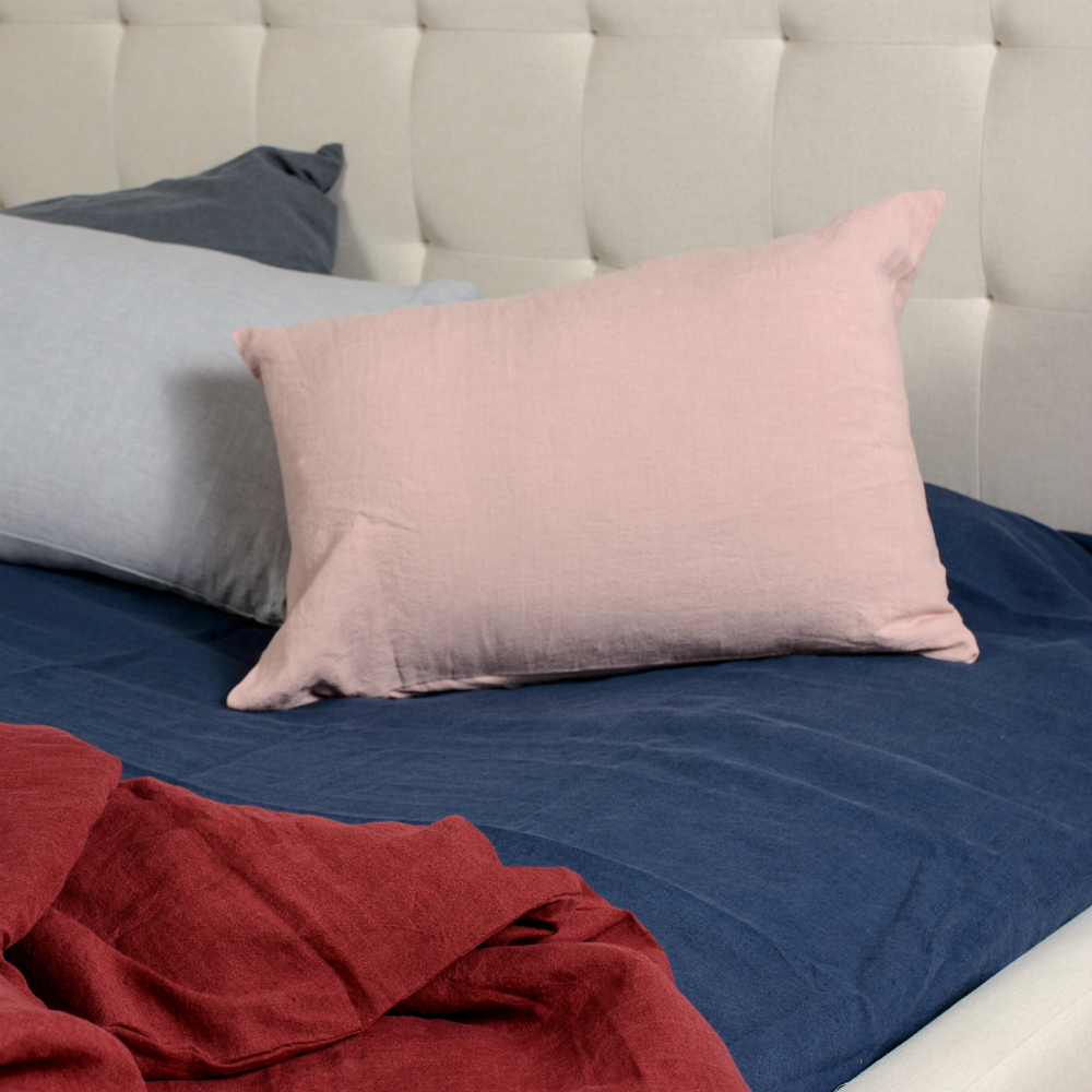 Простыня из стираного льна темно-синего цвета essential, 180х270 см