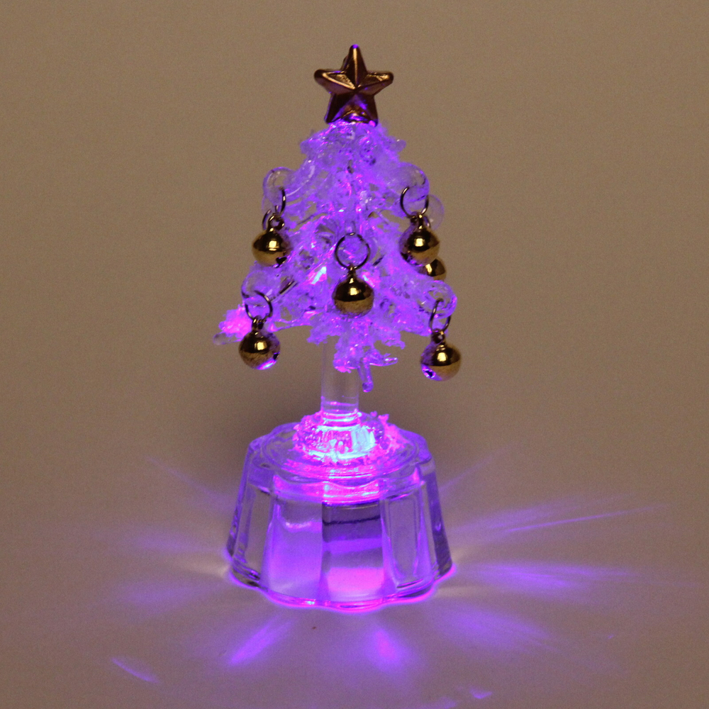 Сувенир с подсветкой «Морозная ёлочка» 7,5*2 см , золото