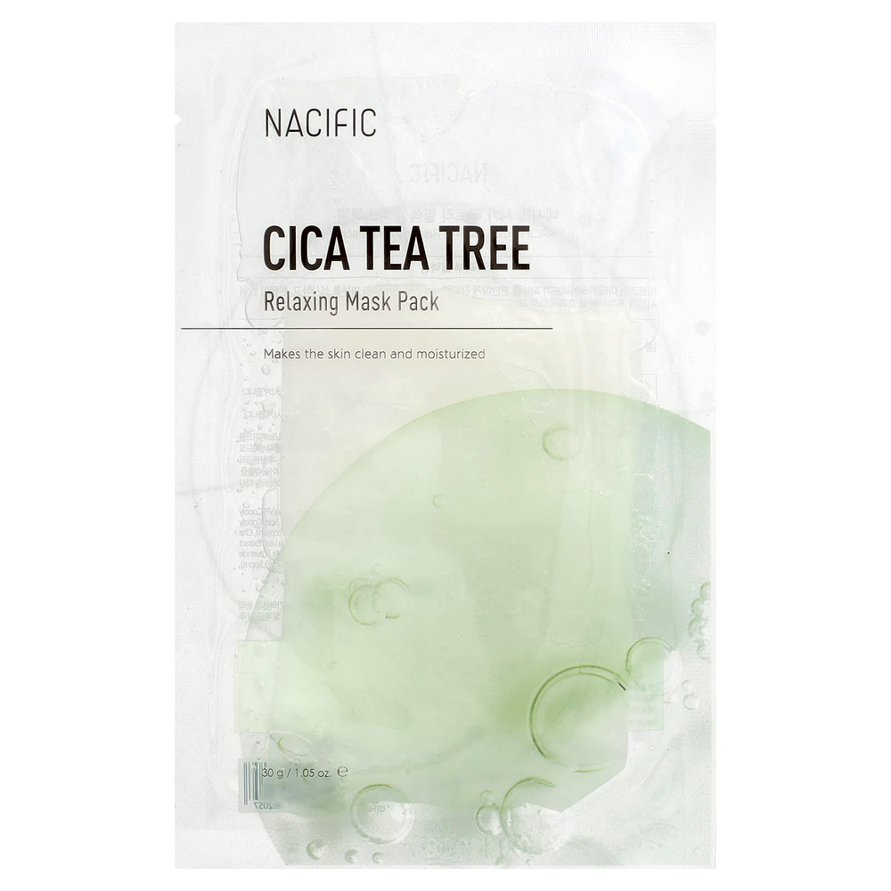 Nacific, Расслабляющая маска для лица Cica Tea Tree, 1 листовая маска, 30 г (1,05 унции)