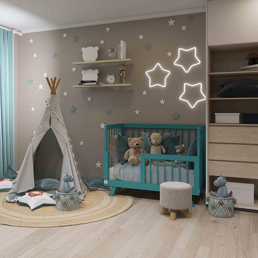 Кроватка детская Lillaland Lilla Aria с маятником Ocean Blue