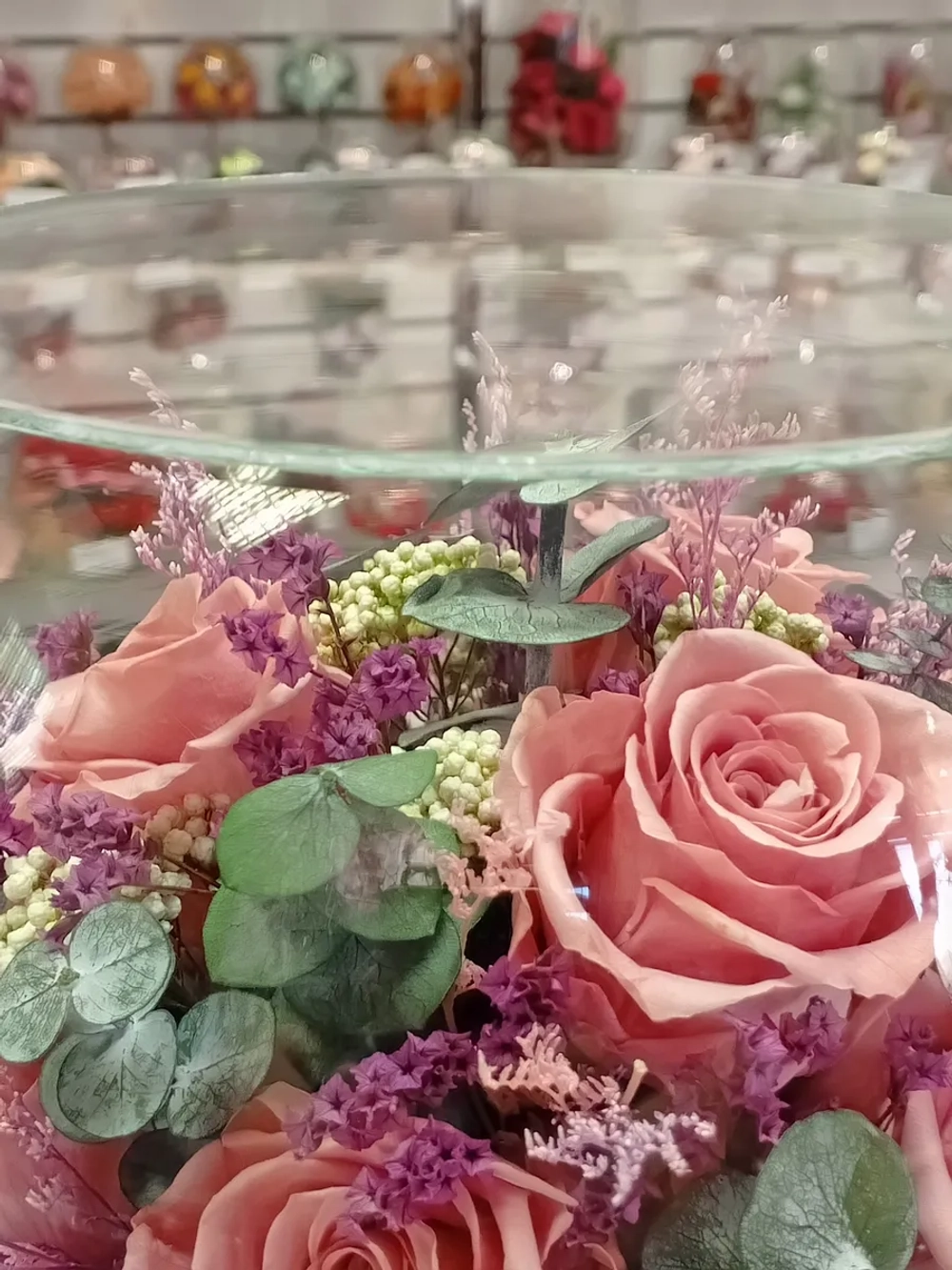 натуральные розы в стекле, вакуум*