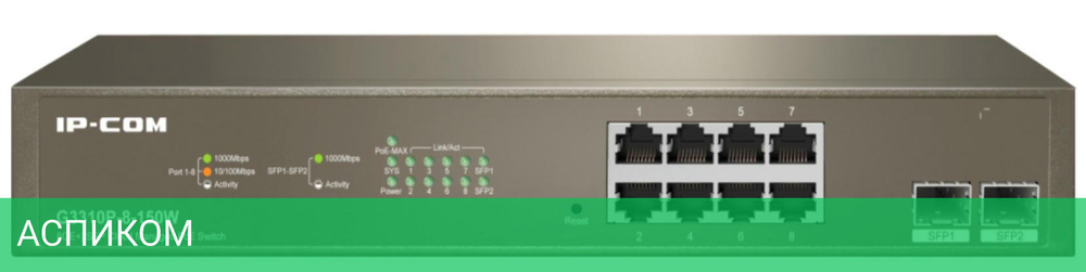 Коммутатор Tenda G3310P-8-150W