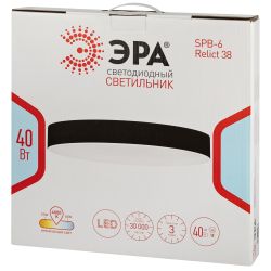 Светильник потолочный светодиодный ЭРА Классик без ДУ Relict 38 SPB-6-40 4К BK 40W 4000K Черный | Светильники SPB-6 без ДУ