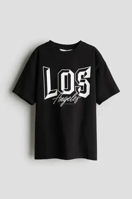 H&M Футболка из хлопкового трикотажа, черный