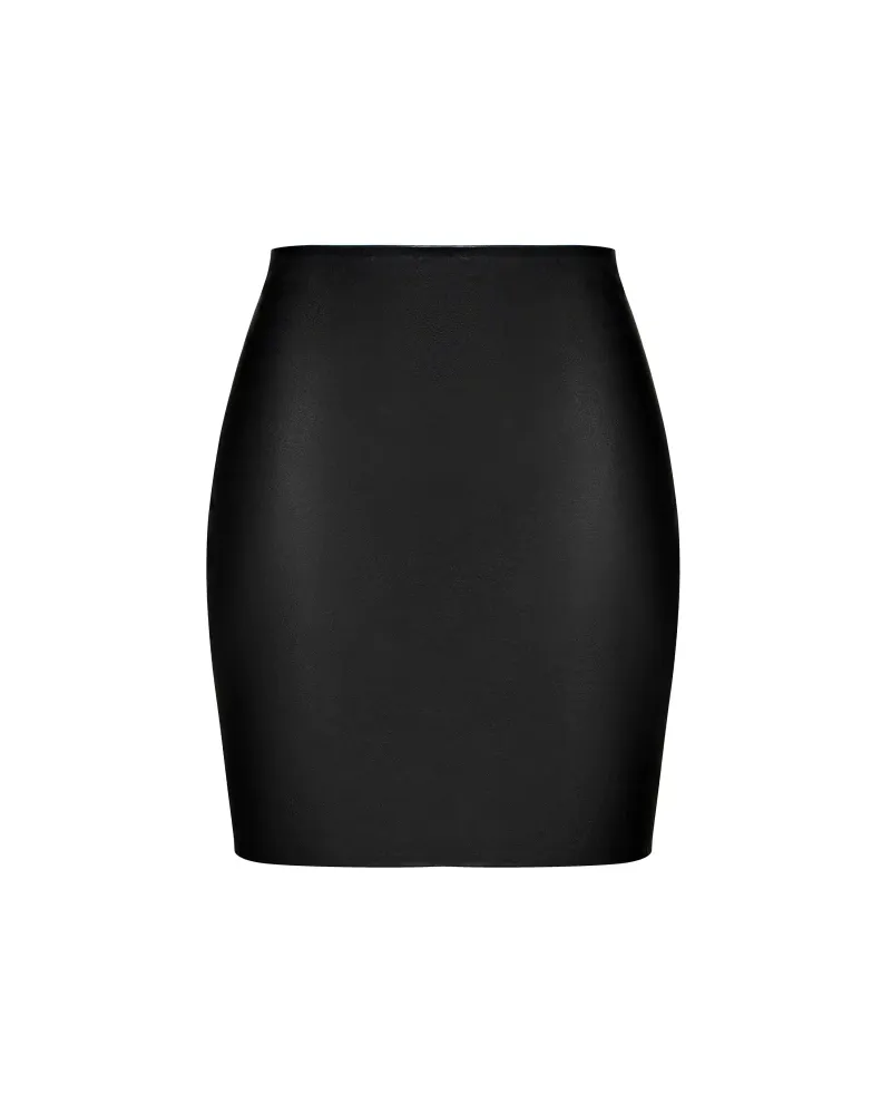 Mona no frill, юбка мини из натуральной кожи черная