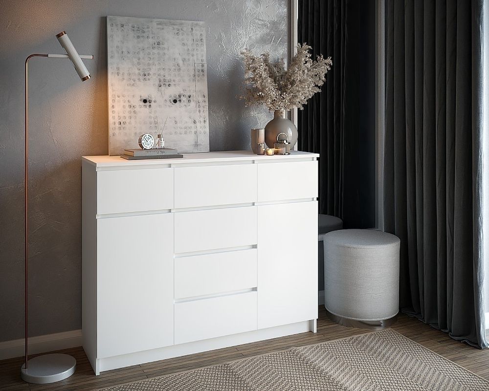 МС Мори Комод МК 1200.4 (МП/3) (ЛДСП/Белый), ДСВ-Мебель