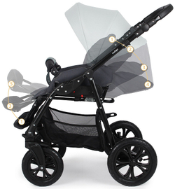 Детская коляска Indigo Charlotte Sity 3 в 1 с автокреслом Avionaut Cosmo Cs 02 т.серый+шалфей