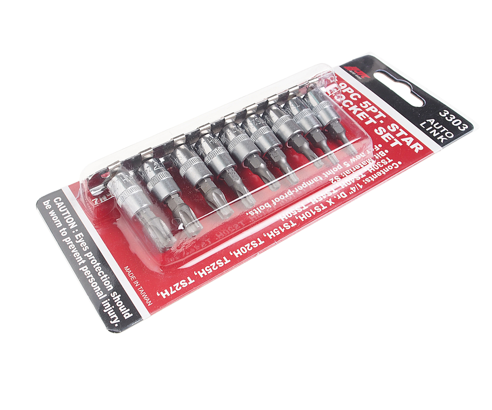 Набор бит-головок 1/4" TORX 5-ти гранных TS10H-TS50H 9 предметов JTC