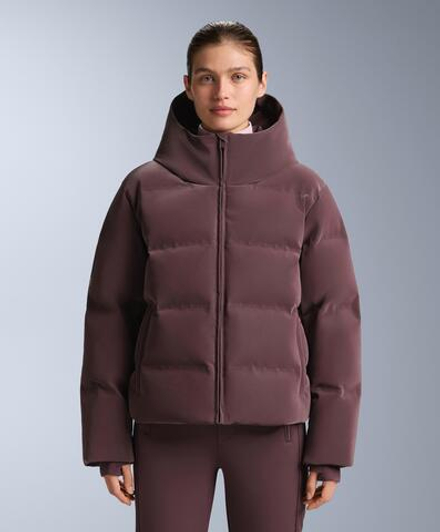 OYSHO Водостойкий пуховик из атласа Minardi Piume SKI, темно-винный