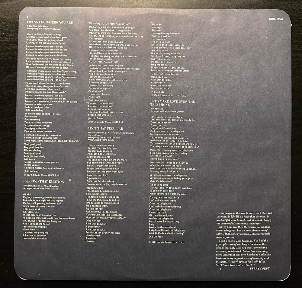 Jose Feliciano (Англия 1981г.)