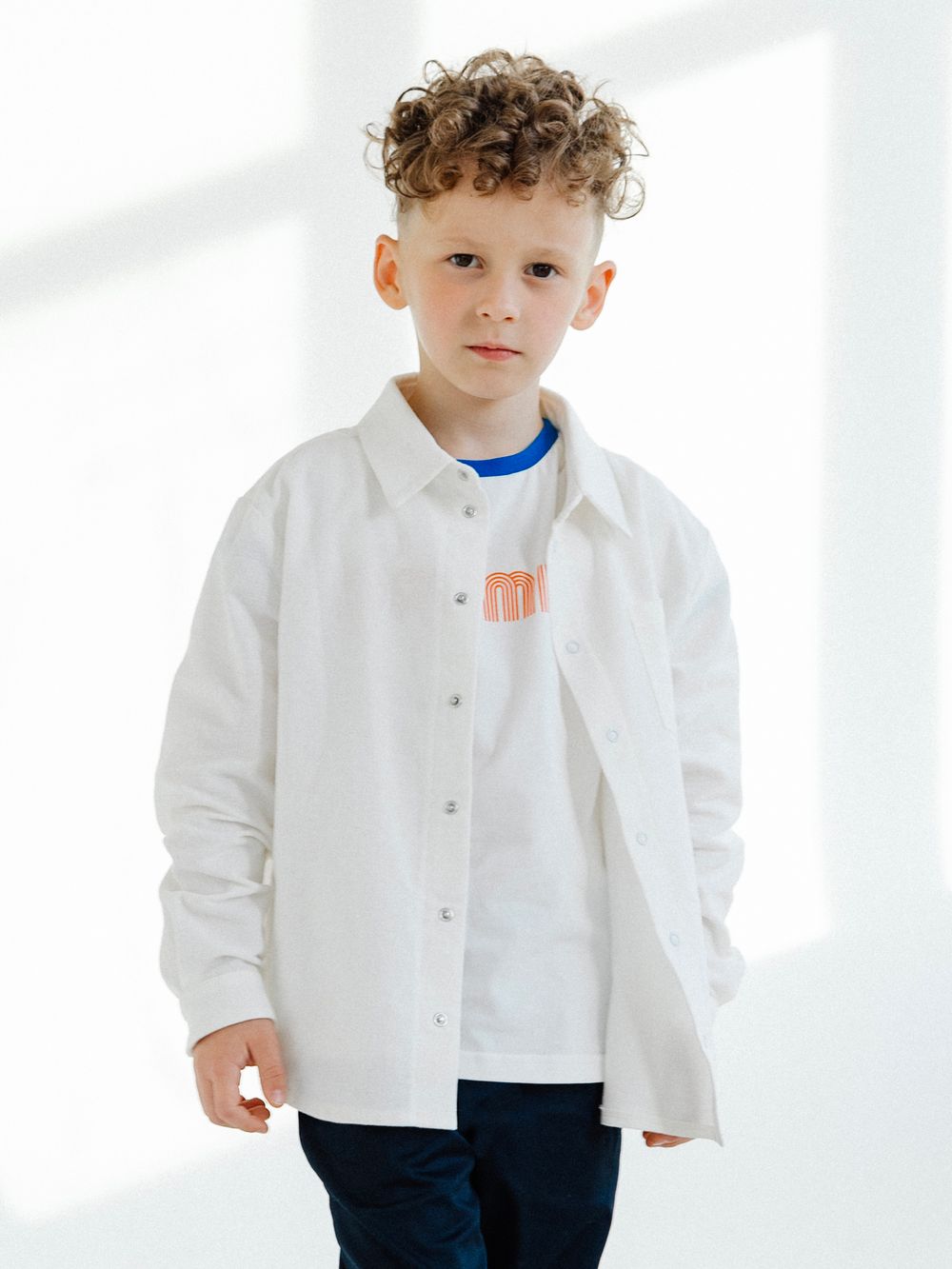 Рубашка из фланели сливочного цвета