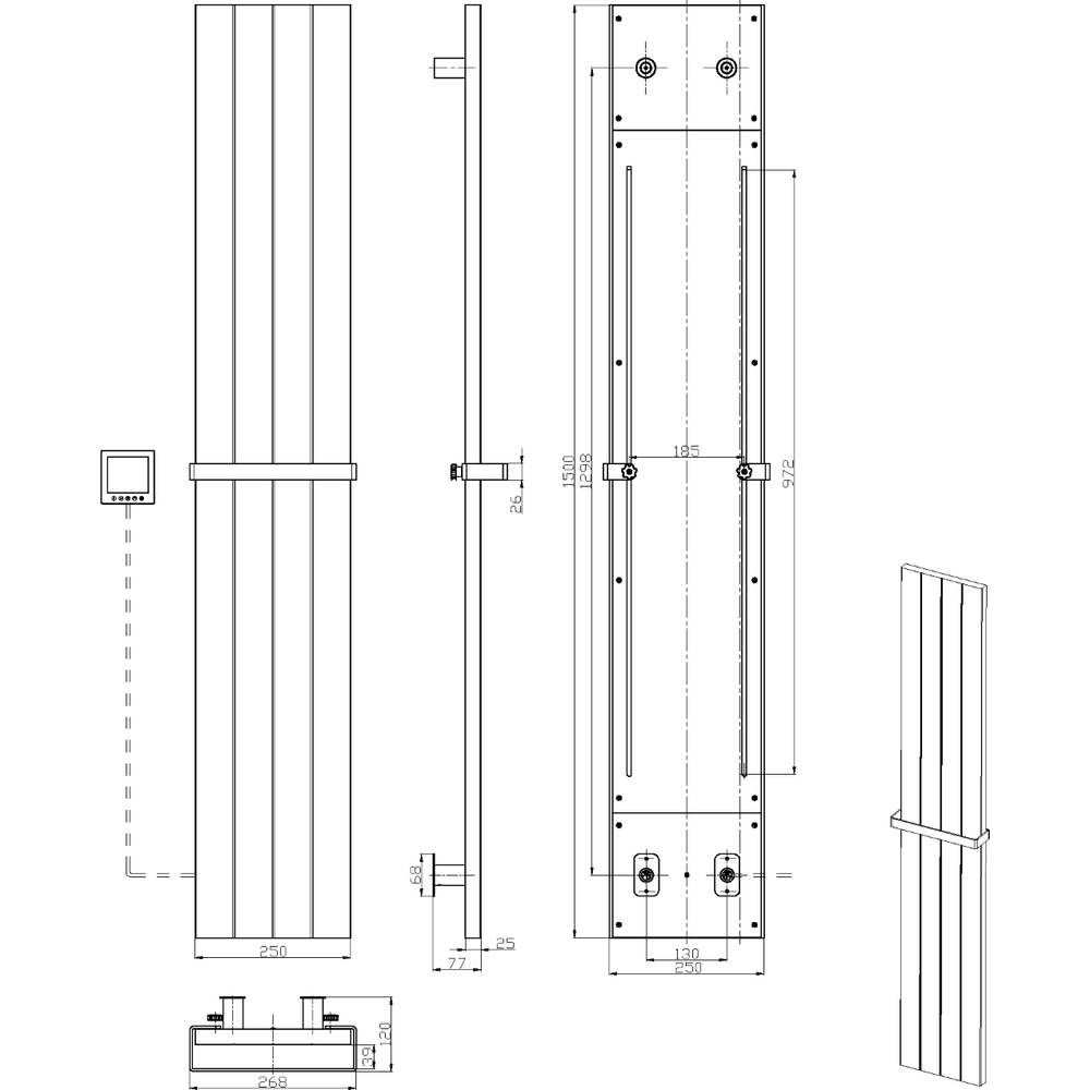 Полотенцесушитель электрический Boheme FLAT 725-G, GOLD