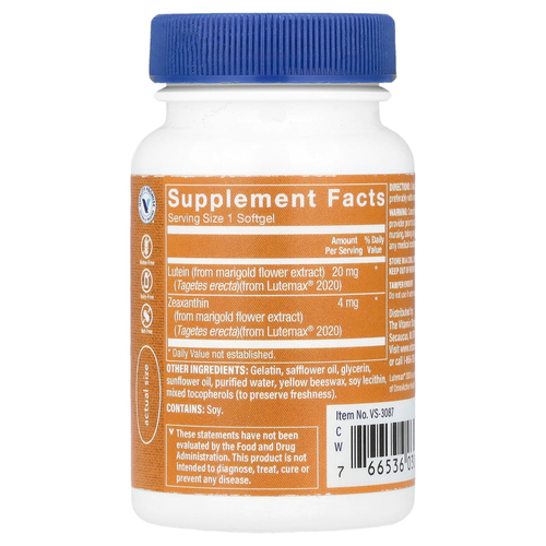 The Vitamin Shoppe, лютеин, 20 мг, 60 капсул