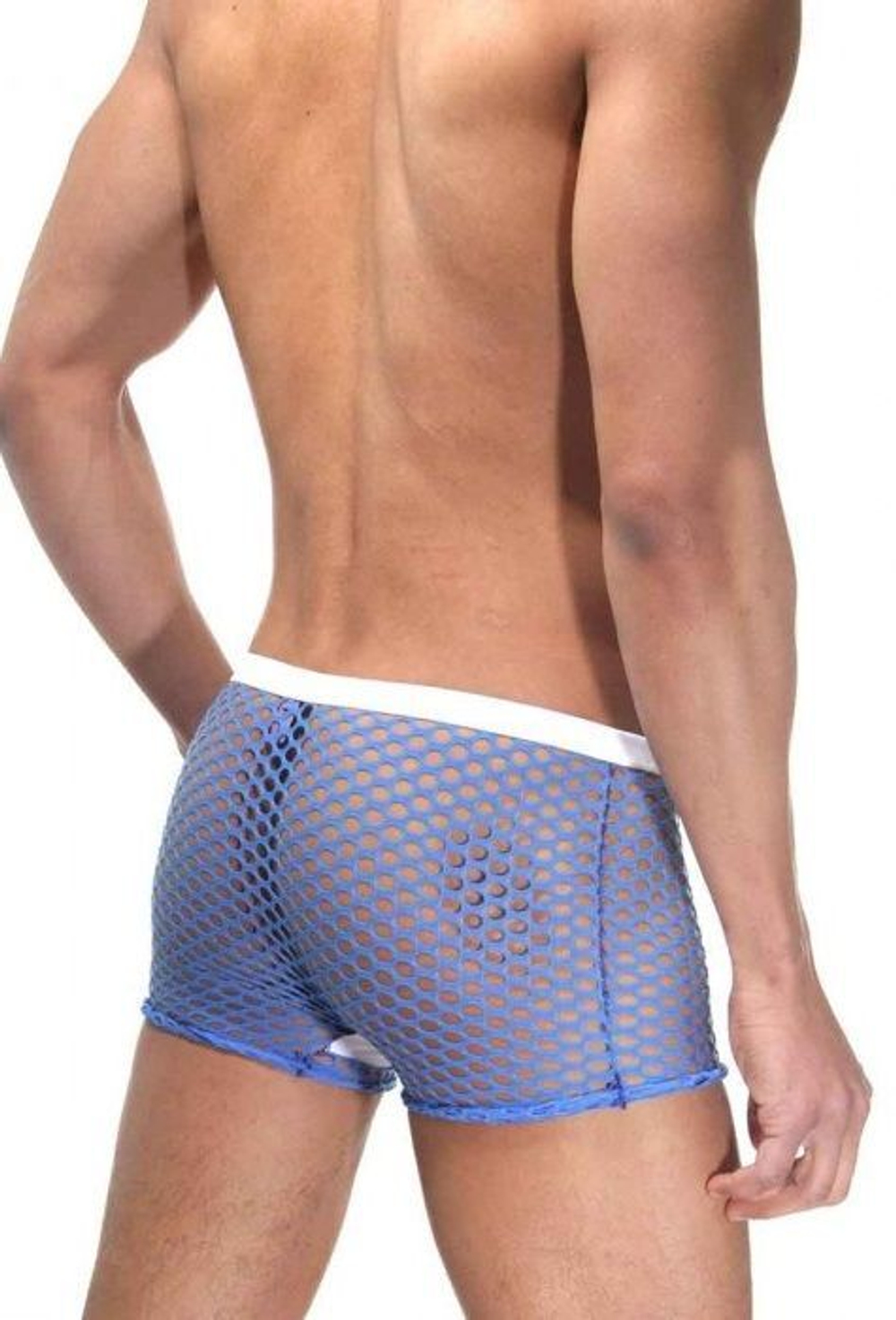 Оригинальные сетчатые трусы-боксеры (Размер: S-M) (Цвет: синий с белым)