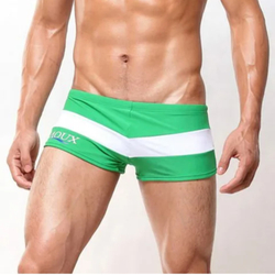 Мужские плавки зеленые с белой полосой AQUX
