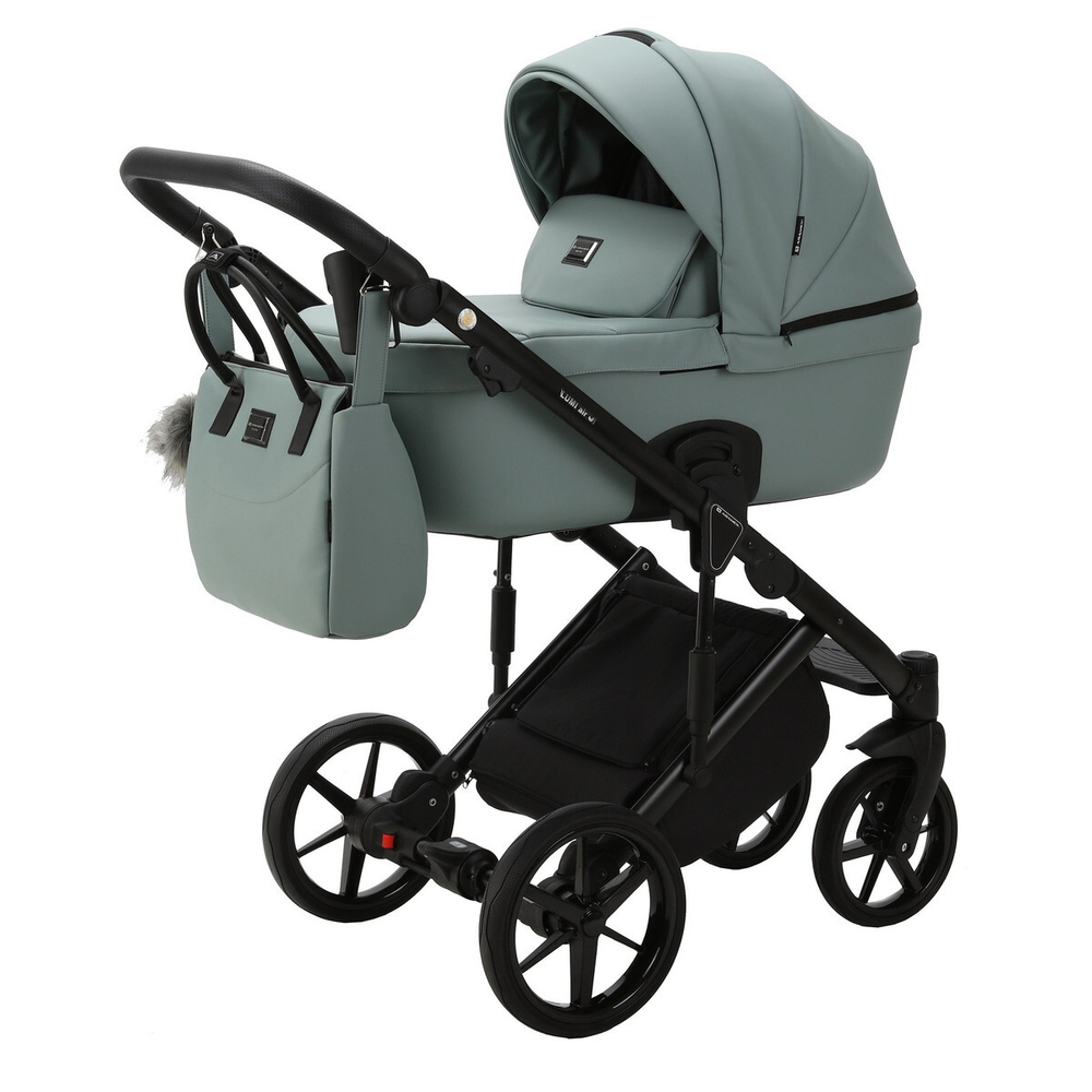 Детская коляска Adamex Lumi Air Deluxe 3 в 1 L-SA20 (СЕРО-ЗЕЛЕНАЯ КОЖА)