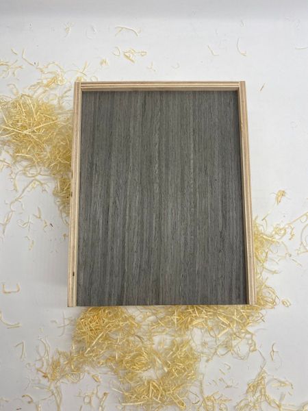 Коробка фанерная пенал,  крышка шпон темный 24/19/10 см