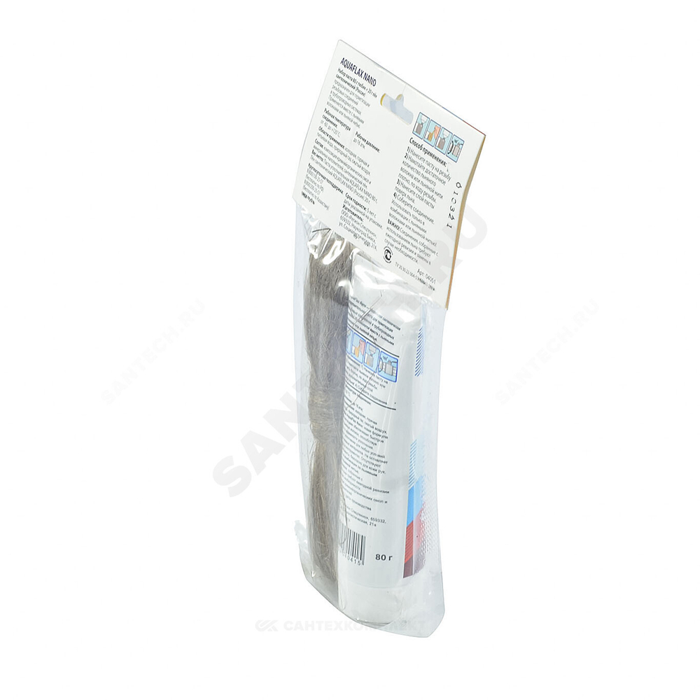 Набор для уплотнения резьбы лен (РФ) 20гр+паста 80гр AQUAFLAX NANO 04051 .