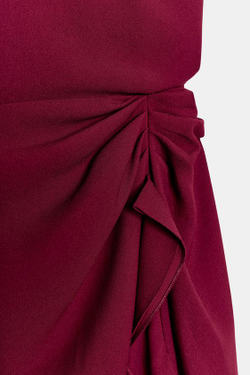 ZARA ПЛАТЬЕ МИДИ С ВОЛАНАМИ — ZW COLLECTION, БУРГУНДИ