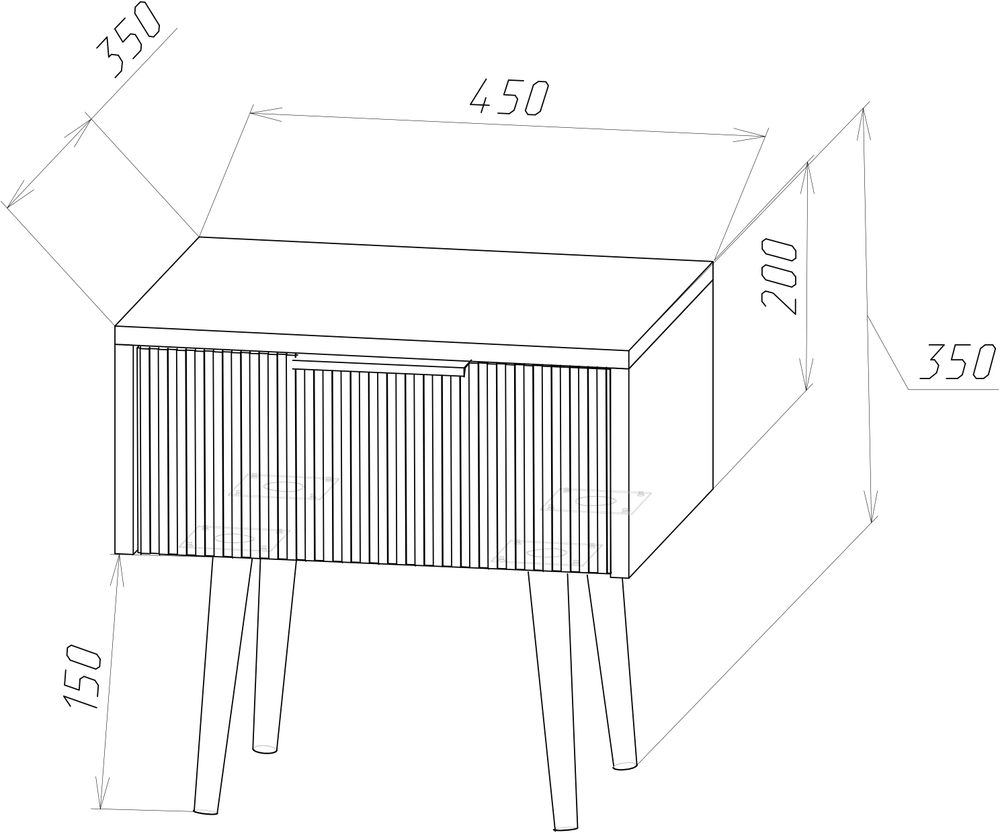Прикроватная тумба DIWO Краснодар напольная 45x35x35 антрацит, дуб вотан, ручка черная