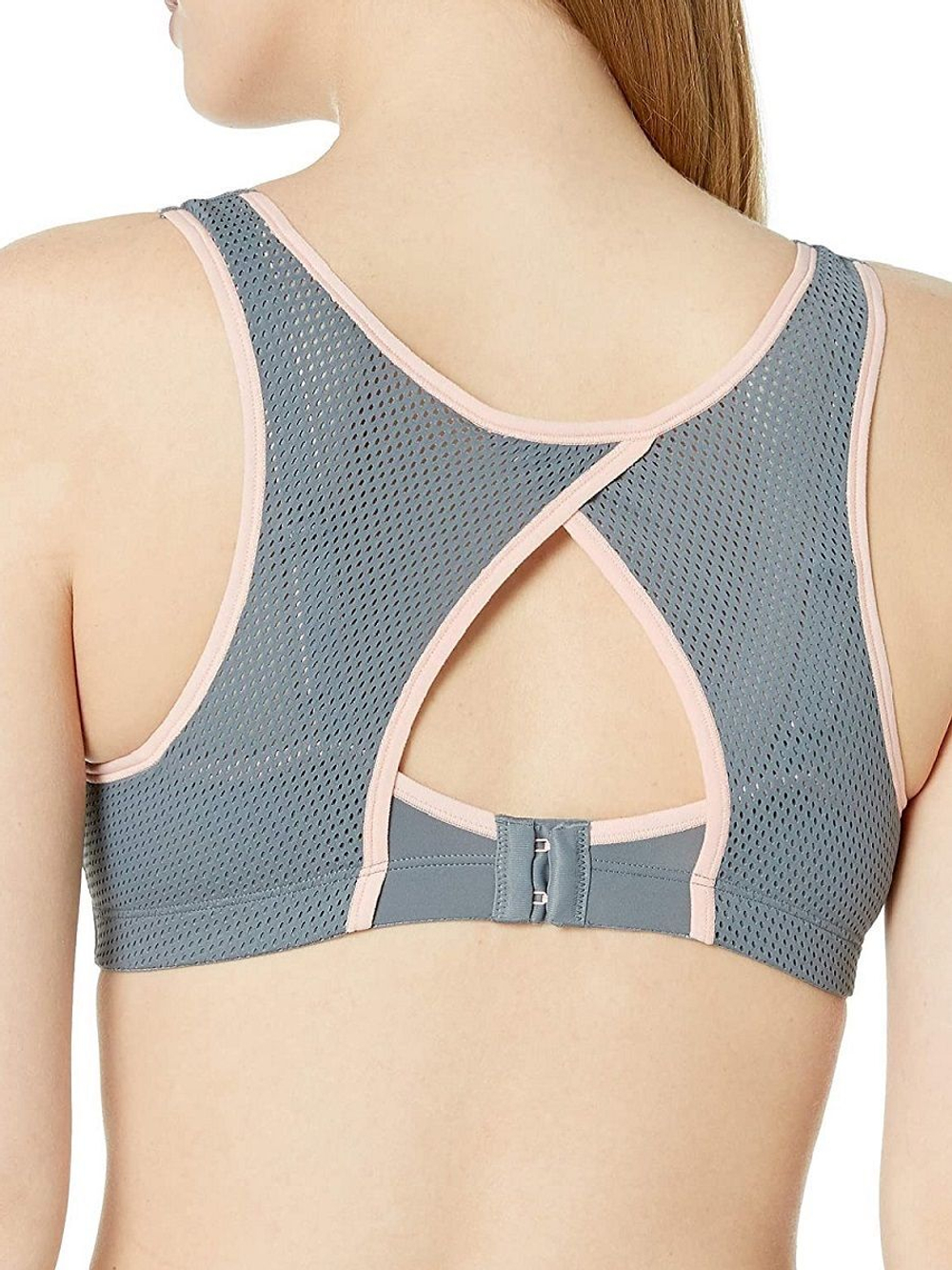 Серый спортивный бюстгальтер с розовым краем (Размер: 75A) (Цвет: серый с розовым)