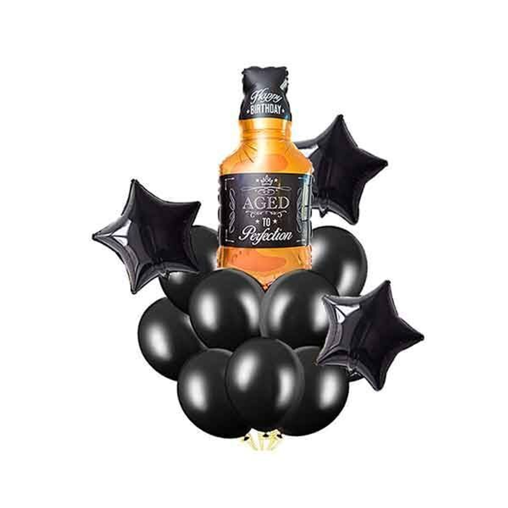 Композиция из шаров "Виски и черные звезды" для мужчин