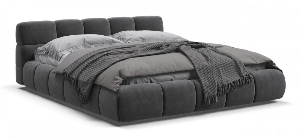 Босс Дрим Кровать+ПМ 160 Велюр Монолит серый