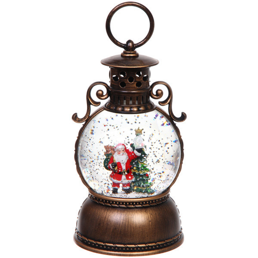 Сувенир с подсветкой «Зимняя история» 10,5*10,5*20 см (работает от 3*АА и USB+музыка, подсветка, эффект снегопада)