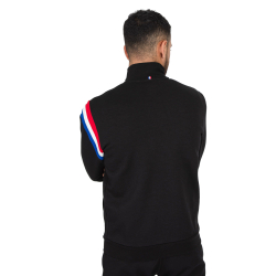 Мужская теннисная кофта Le Coq Sportif Tri FZ Sweat No.1 M - black/new optical white/blue electro