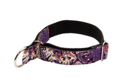 Широкий ошейник полуудавка для собак Пейсли фиолет Lapalandia 40 мм