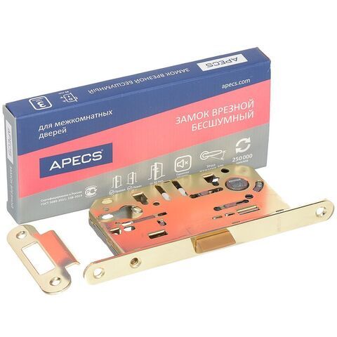 Замок врезной Apecs, 5300-P-G, 18129, без ручки, золот