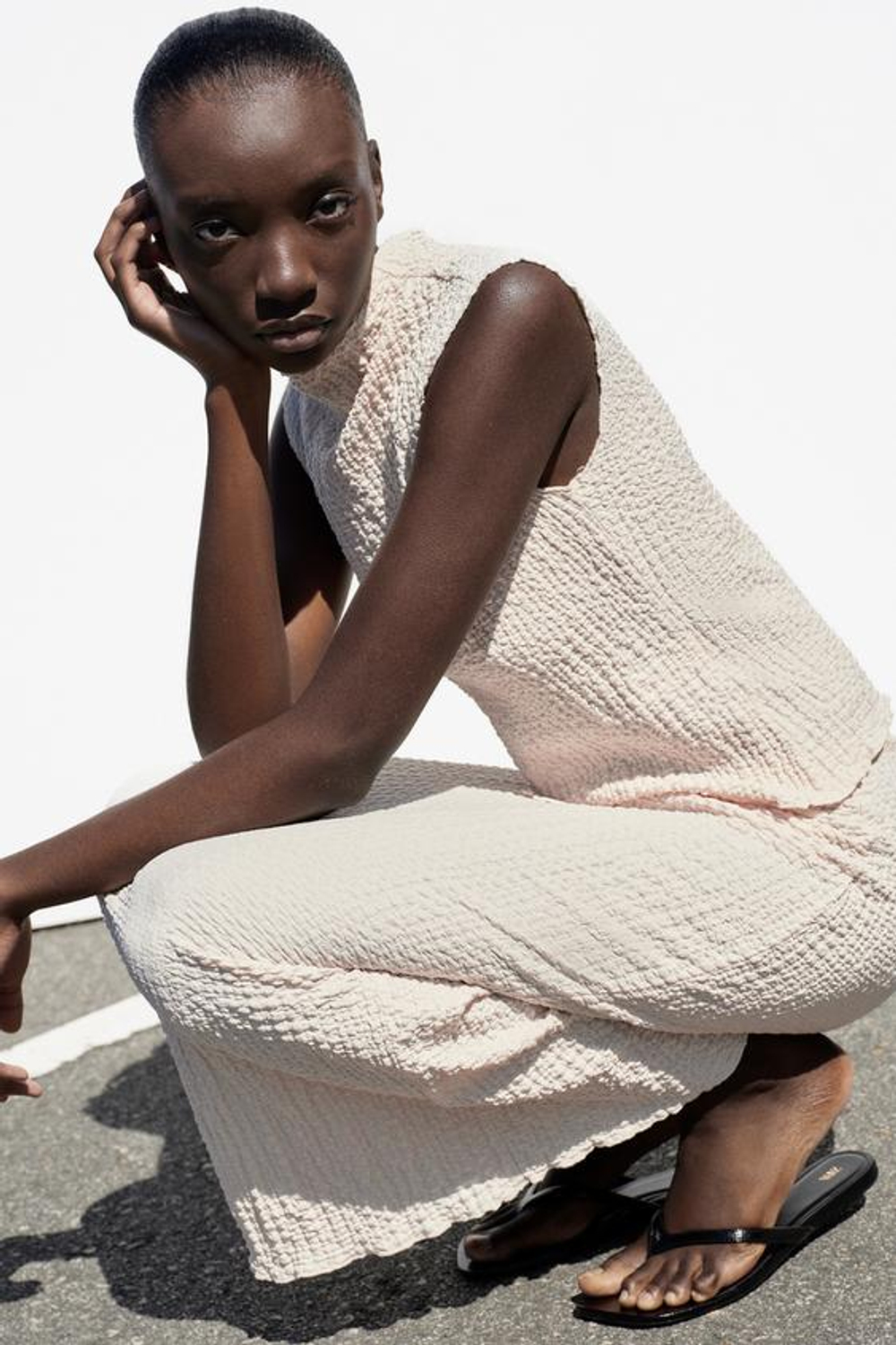 ZARA ЮБКА МИДИ СТРУКТУРНАЯ, ЭКРЮ