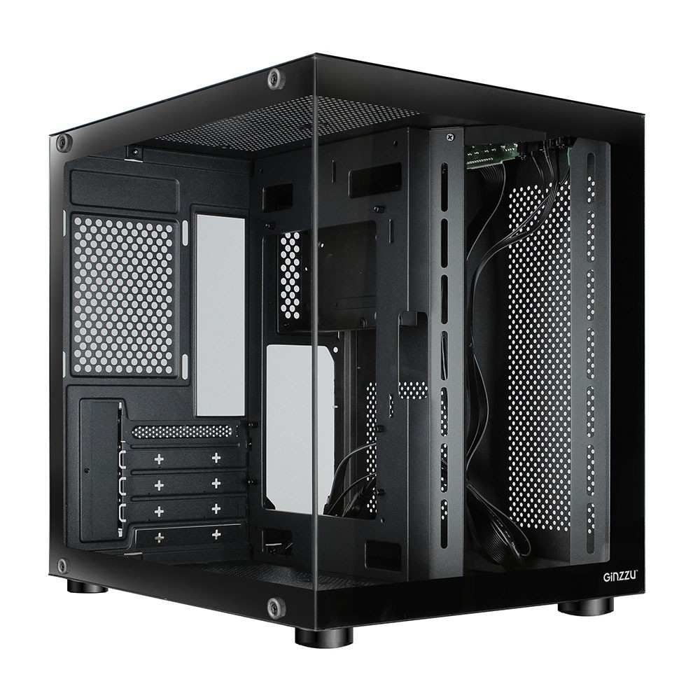 Корпус для компьютера Ginzzu V100 закаленное стекло 1*USB 3.0,1*USB 2.0, AU mATX