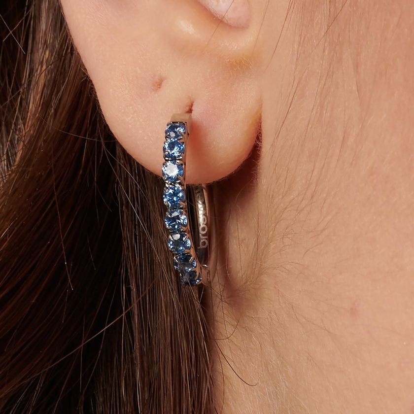Серьги-кольца Среднее Желание – Серебро, Голубые