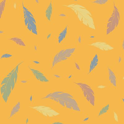 листья, перья на оранжевом