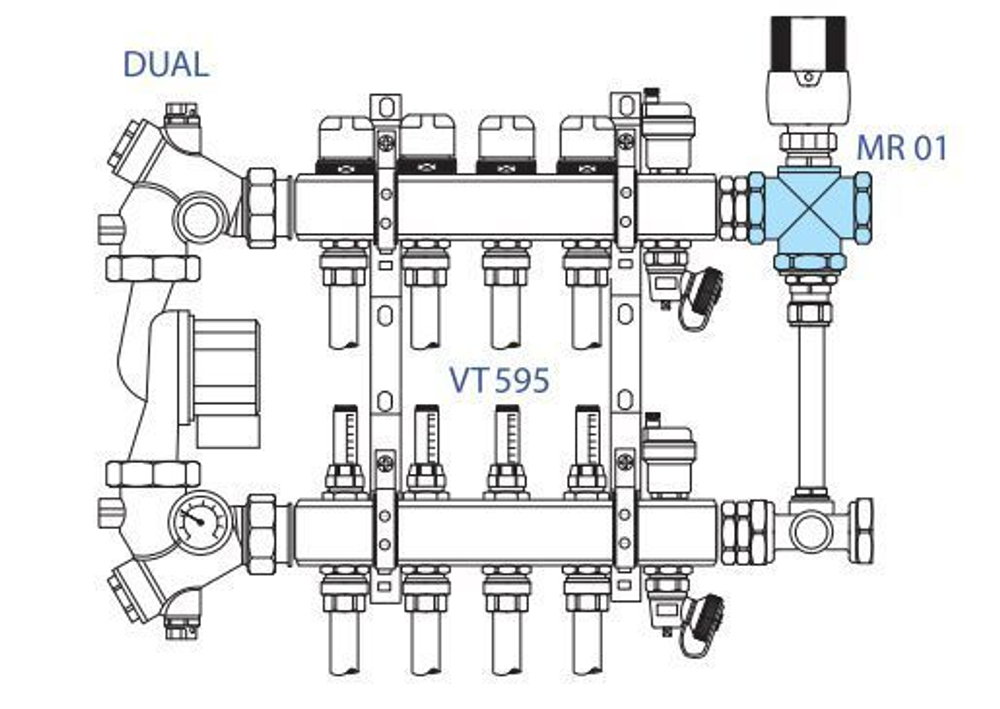 Трехходовой смесительный клапан (красный) VALTEC 1' VT.MR01.N.0603