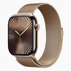Apple Watch Series 10, 42mm, титан золотого цвета, миланский сетчатый браслет