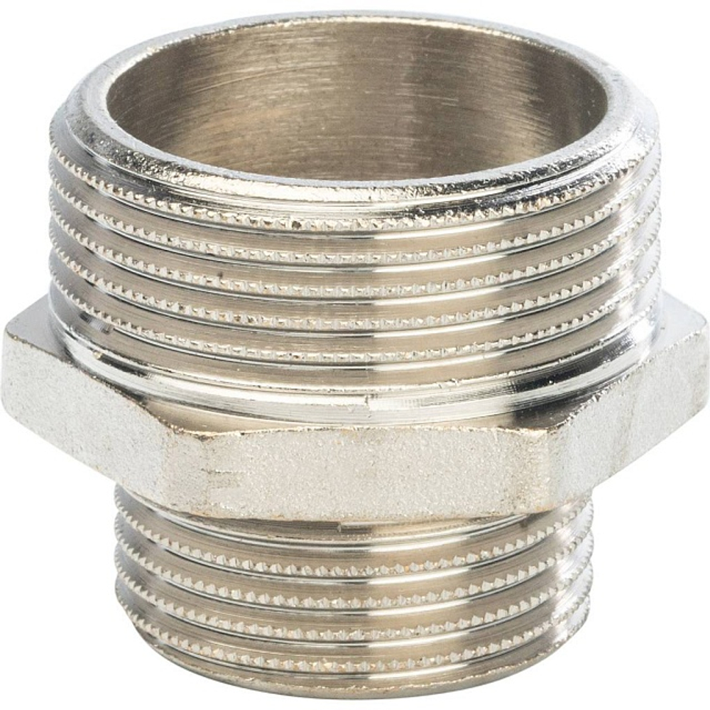 Ниппель редукционный STOUT SFT 0004 - 1"1/4 x 1" (для стальных труб, латунь никелированная)