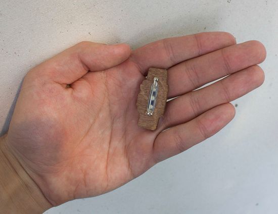 Значок деревянный (брошь)  Too late. Fire Pin