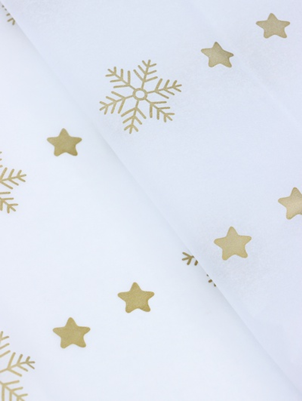 Бумага упаковочная тишью "Снежинки со звездами", золотистый, 50 х 66 см 10888461