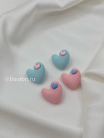 Пуговицы сердечки пластиковые голубые