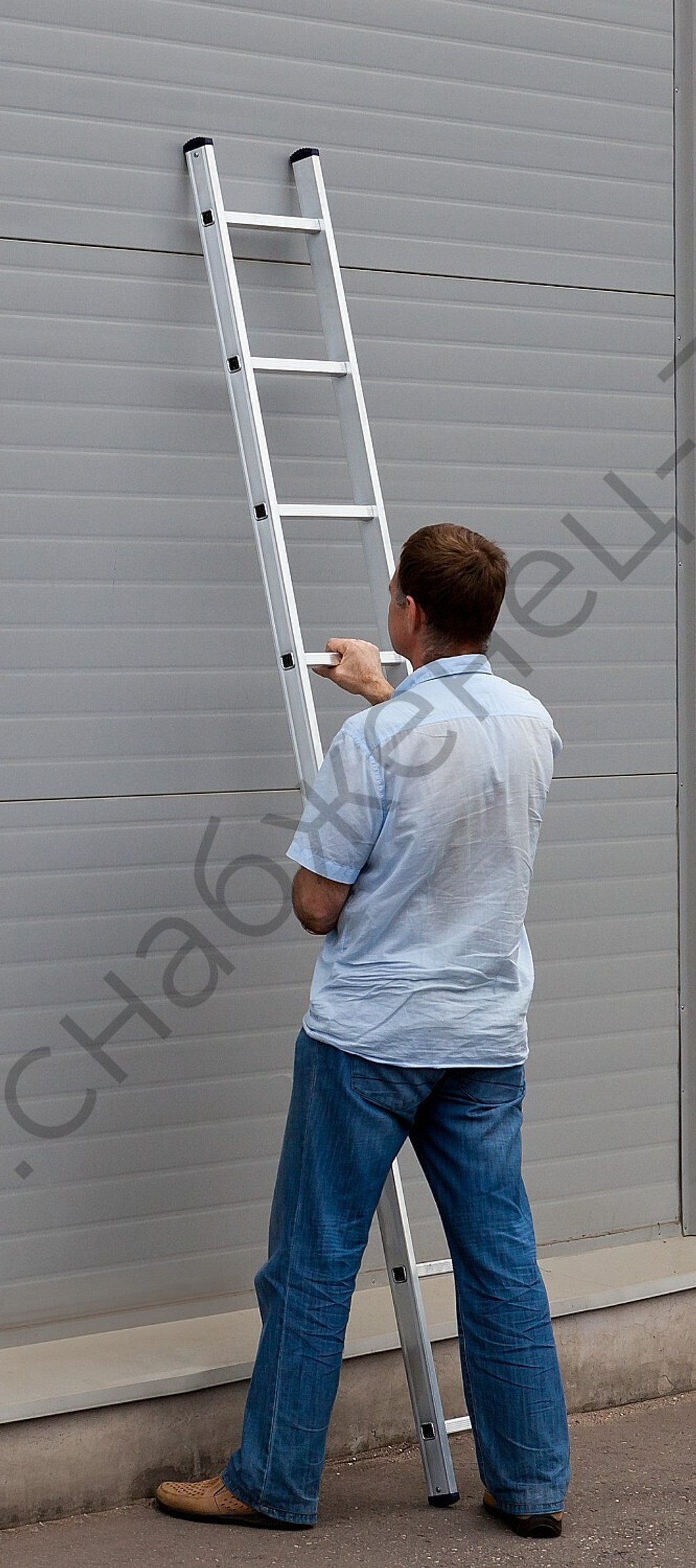 СИБИН 9 ступеней, высота 251 см, односекционная, алюминиевая, приставная лестница (38834-09)