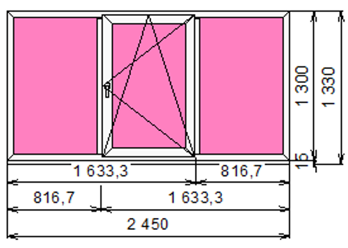 Пластиковое окно 1300 х 2450 ТермА Эко