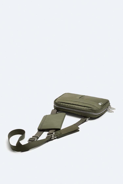 ZARA МИНИ-СУМКА С ПЛЕЧЕВЫМ РЕМНЕМ НЕЙЛОН, ЗЕЛЕНЫЙ ХАКИ