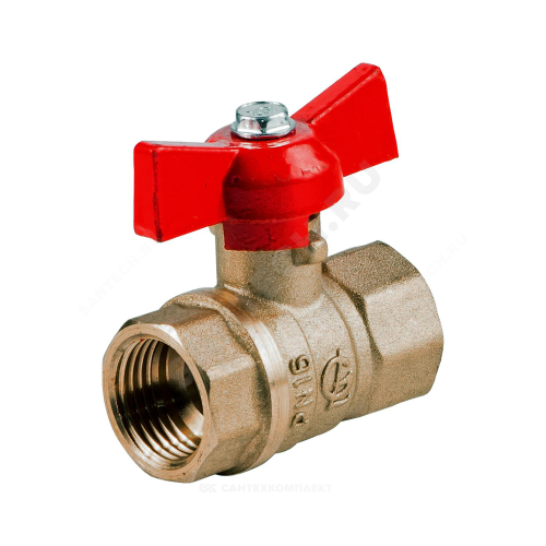 Кран шаровой латунь Стандарт 230 аналог 11б27п1 Ду 15 Ру40 ВР полнопроходной бабочка ГАЛЛОП 107163