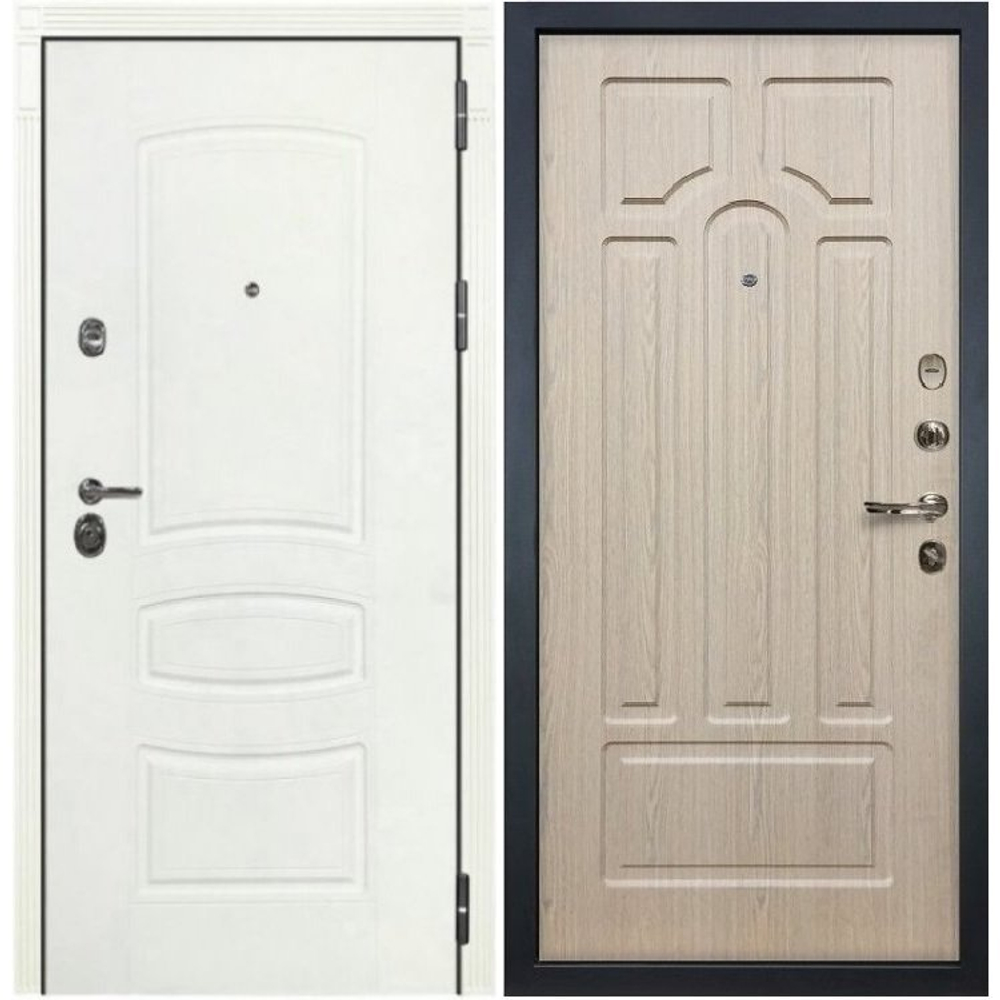 Входная металлическая дверь Лекс Сенатор 3К  Белая шагрень  №25 Беленый дуб