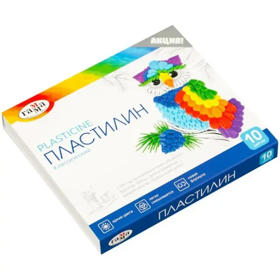 Пластилин 10 цв. &quot;Классический&quot; 200г, стек