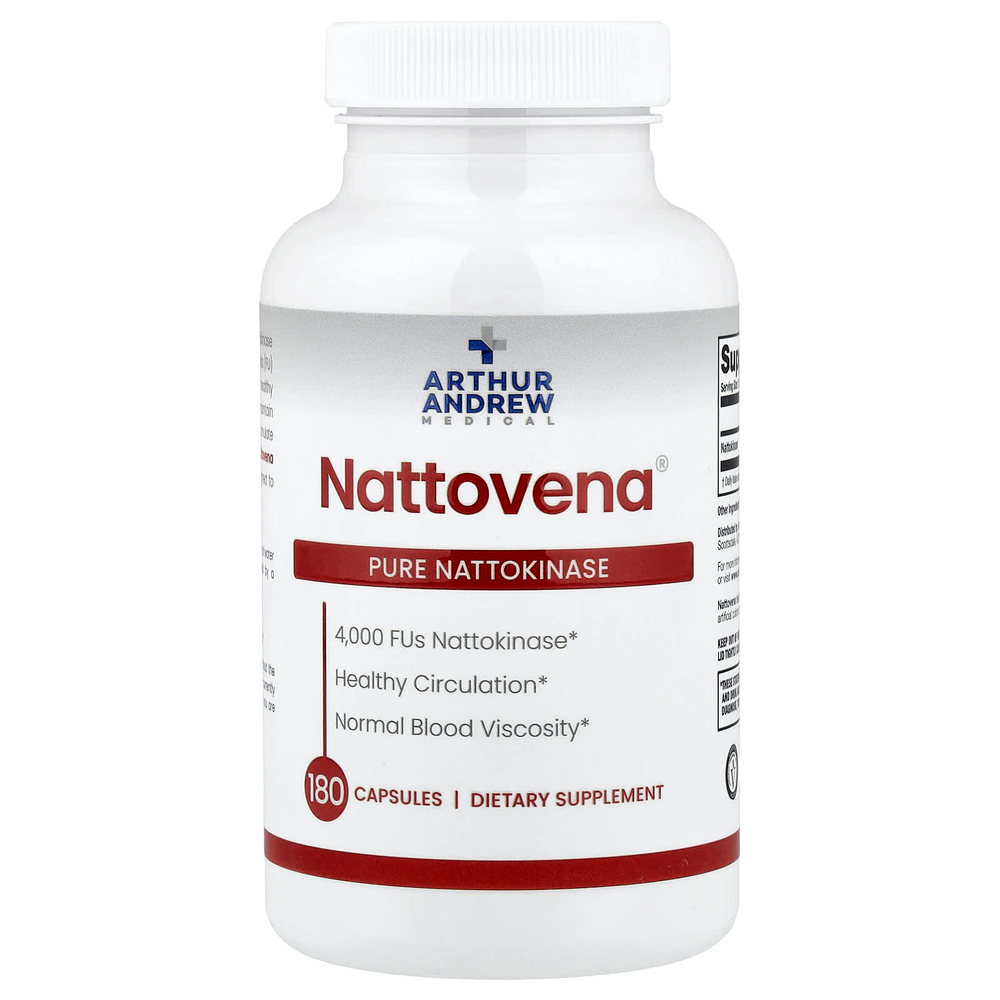 Arthur Andrew Medical, Nattovena®, чистая наттокиназа, 4000 FU, 180 капсул