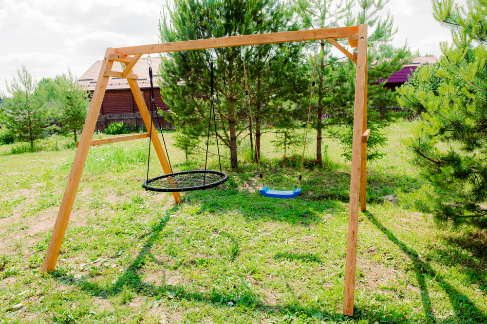 Деревянные качели с качелями гнездо 100 см