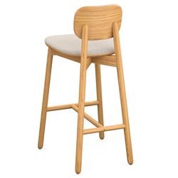 Стул барный с обивкой Saga, рогожка, бежевый